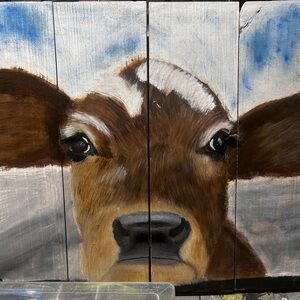 Rustic Brown and White Cow Wall Art